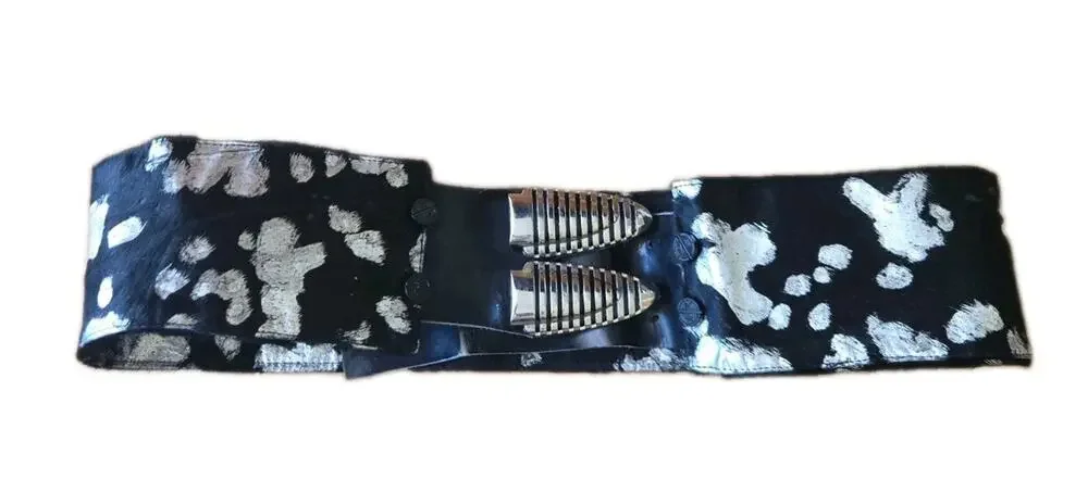 Hi Tek Alexander Black & Silver Punk Studded Belt Adjustable Metal Buckle